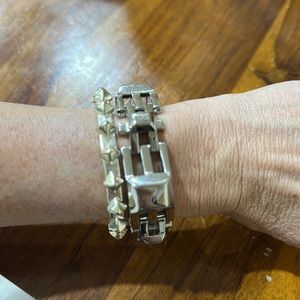 Stella and Dot spike bangle and silver link bracelet
